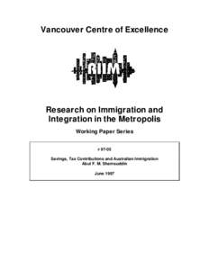 Vancouver Centre of Excellence  Research on Immigration and Integration in the Metropolis Working Paper Series # 97-05