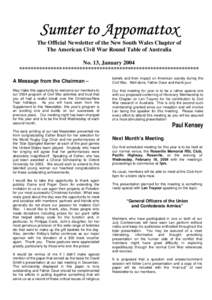 Sumter to Appomattox Newsletter 13 - Jan 2004