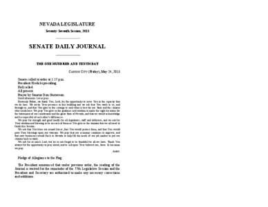 77th[removed]Session Journal - (Friday), May 24, [removed]SENATE DAILY JOURNAL		THE ONE HUNDRED AND TENTH DAY