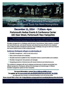 The Hard and Soft of Shoreline Management: Perspectives and Tools for New Hampshire December 11, 2014 n