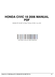 HONDA CIVICMANUAL PDF MOUS84-PDF-HC12MP | 32 Page | File Size 1,579 KB | -2 Jun, 2016 COPYRIGHT 2016, ALL RIGHT RESERVED