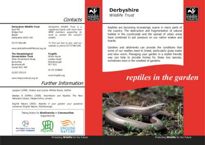 Derbyshire  Contacts Derbyshire Wildlife Trust East Mill Bridge Foot