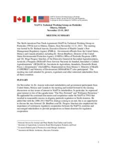 NAFTA Technical Working Group on Pesticides - November 13-15, [removed]Meeting Summary