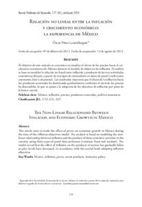 Revista Problemas del Desarrollo, [removed]), abril-junio[removed]Relación no lineal entre la inflación