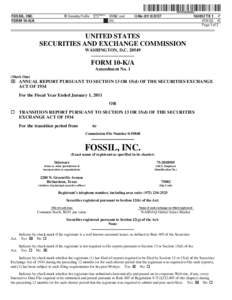 ˆ200F3C6JKbnKxRlgdŠ 200F3C6JKbnKxRlg FOSSIL, INC. FORM 10-K/A