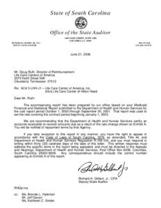 State of South Carolina Office of the State Auditor 1401 MAIN STREET, SUITE 1200 COLUMBIA, S.C[removed]RICHARD H. GILBERT, JR., CPA DEPUTY STATE AUDITOR