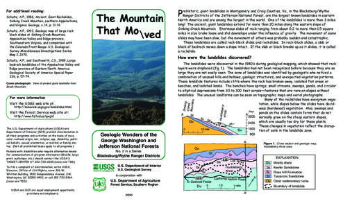 For additional reading:  rehistoric, giant landslides in Montgomery and Craig Counties, Va., in the Blacksburg/Wythe Ranger Districts of the Jefferson National Forest, are the largest known landslides in eastern North Am