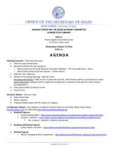 Illinois Center for the Book Advisory Committee Meeting Agenda