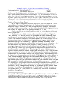 Southern Campaign American Revolution Pension Statements Pension application of Mark Jackson S1675 fn27SC Transcribed by Will Graves[removed]Methodology: Spelling, punctuation and grammar have been corrected in some ins