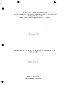 U. S. DEPARTMENT OF COMMERCE ENVIRONMENTAL SCIENCE SERVICES ADMINISTRATION WEATHER BUREAU NATIONAL METEOROLOGICAL CENTER  February 1970