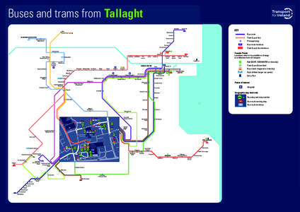 Buses and trams from Tallaght Darndale Clare Hall  KEY