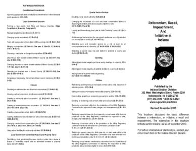 AUTHORIZED REFERENDA Constitutional Amendments Special Service Districts Approving a proposed state constitutional amendments or other statewide public questions. (IC[removed]Local Government Structure