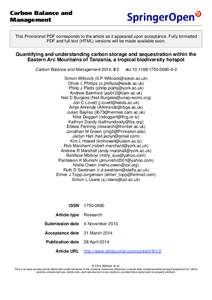 Carbon Balance and Management This Provisional PDF corresponds to the article as it appeared upon acceptance. Fully formatted PDF and full text (HTML) versions will be made available soon.  Quantifying and understanding 