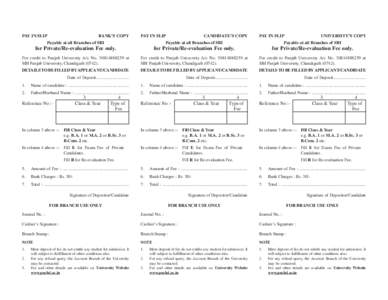 PAY IN SLIP  BANK’S COPY