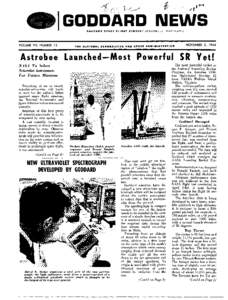 VOLUME VII, NUMBER 12  THE NATIONAL AERONAUTICS Al\10 SPACE ADMINISTRATION NOVEMBER 2, 1964