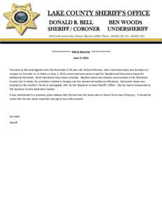 Law enforcement in the United States / Sheriffs in the United States / Undersheriff / Arlee /  Montana