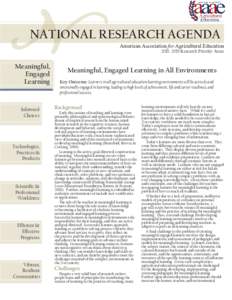 N  NATIONAL RESEARCH AGENDA Meaningful, Engaged