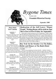 Bygone Times Newsletter of the Troutdale Historical Society September 2008