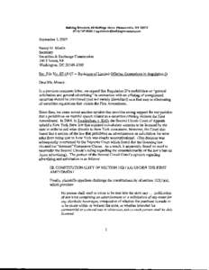 Washington Legal Foundation / Central Hudson Gas & Electric Corp. v. Public Service Commission / Freedom of speech in the United States / Human rights / Commercial speech / Regulation D / Case law / First Amendment to the United States Constitution / Law / Separation of church and state