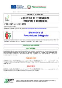 DIREZIONE GENERALE AGRICOLTURA, ECONOMIA ITTICA, ATTIVITÀ FAUNISTICO-VENATORIE  PROVINCIA DI RAVENNA Bollettino di Produzione Integrata e Biologica