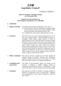 立法會 Legislative Council LC Paper No. LS26[removed]Paper for the House Committee Meeting on 19 December 2003 Legal Service Division Report on