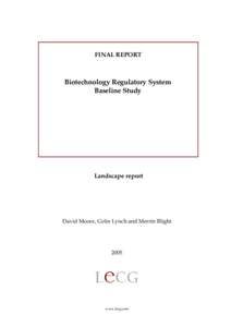 FINAL REPORT  Biotechnology Regulatory System Baseline Study  Landscape report