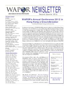 NEWSLETTER Second Quarter 2012 Executive Council President Dr. Tom W. Smith, USA