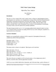 FSEC Solar Cooker Design Optical Ray Trace Analysis Ross McCluney[removed]Introduction The task is to create a model for the cooker’s primary mirror, cooking pot with hemispherical bottom,