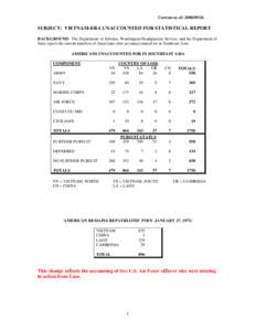 SUBJECT:  VIETNAM-ERA UNACCOUNTED FOR STATISTICAL REPORT