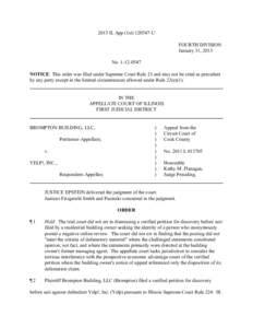 2013 IL App (1st[removed]U FOURTH DIVISION January 31, 2013 No[removed]NOTICE: This order was filed under Supreme Court Rule 23 and may not be cited as precedent by any party except in the limited circumstances allowe