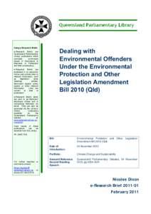 Using e-Research Briefs  Dealing with Environmental Offenders Under the Environmental Protection and Other