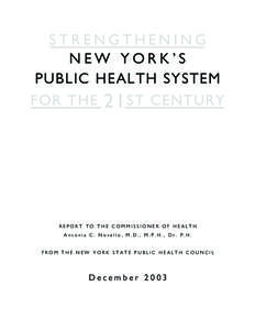 Strengthening New York's Public Health System for the 21st Century