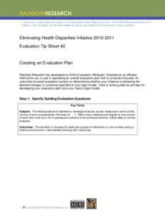 EHDI Evaluation Tip Sheet #2: Creating an Evaluation Plan