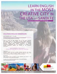 LEARN ENGLISH IN THE MOST CREATIVE CITY IN THE USA — SANTA FE At Santa Fe University of Art and Design