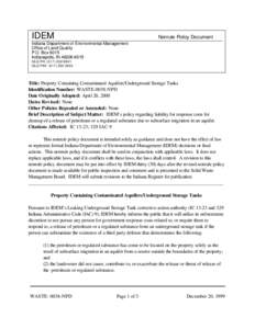 IDEM  Nonrule Policy Document Indiana Department of Environmental Management Office of Land Quality