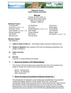 Stanislaus County Water Advisory Committee Minutes October 29, 2014, 9:00 a.m. Alliance’s Kirk Lindsey Center