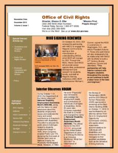 Office of Civil Rights  Newsletter Date Director, Sharon D. Eller “Mission First,