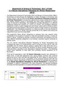 Department of Science & Technology, Govt. of India C V Raman International Fellowship for African Researchers (2012)