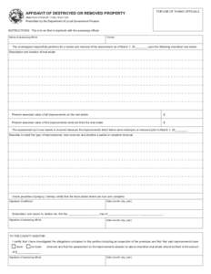 Reset Form  AFFIDAVIT OF DESTROYED OR REMOVED PROPERTY FOR USE OF TAXING OFFICIALS