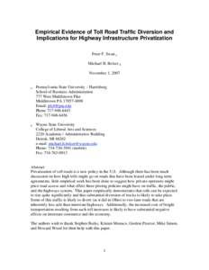 Empirical Evidence of Toll Road Traffic Diversion