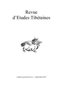 Revue d’Etudes Tibétaines numéro quarante-et-un — Septembre 2017  Revue d’Etudes Tibétaines