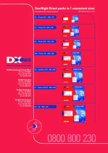 OverNight Direct packs in 7 convenient sizes (For delivery to a street address) (All dimensions in mm)  OS = Plastic DLE[removed]x 115