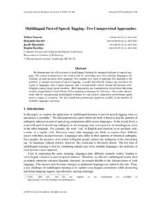 Journal of Artificial Intelligence Research[removed]385  Submitted 05/09; published[removed]Multilingual Part-of-Speech Tagging: Two Unsupervised Approaches Tahira Naseem