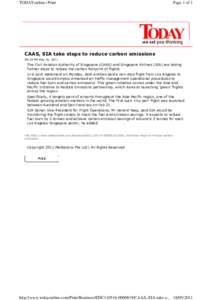 Media release - Consolidation - CAAS and SIA Take Further Steps to Reduce Carbon Footprint of Flights