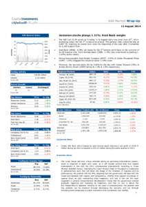 ASE Market Wrap-Up 12 August 2014 Jordanian stocks plunge 1.11%; Arab Bank weighs  30