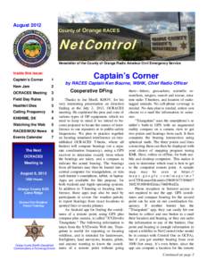 AugustCounty of Orange RACES NetControl Newsletter of the County of Orange Radio Amateur Civil Emergency Service
