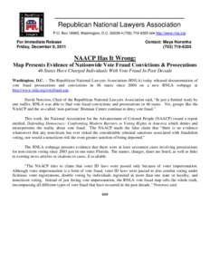 Republican National Lawyers Association P.O. Box 18965, Washington, D.C • (tel• http://www.rnla.org For Immediate Release Friday, December 9, 2011
