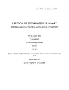 Date of Approval: October 14, 2014  FREEDOM OF INFORMATION SUMMARY ORIGINAL ABBREVIATED NEW ANIMAL DRUG APPLICATION  ANADA[removed]