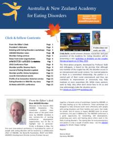 Australia & New Zealand Academy for Eating Disorders Autumn 2013 NEWSLETTER [removed]