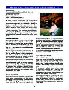 The state of the western North Pacific in the second half of 1998 Satoshi Sugimoto Oceanographical Division, Climate and Marine Department Japan Meteorological AgencyOtemachi, Chiyoda-ku, Tokyo, JAPAN